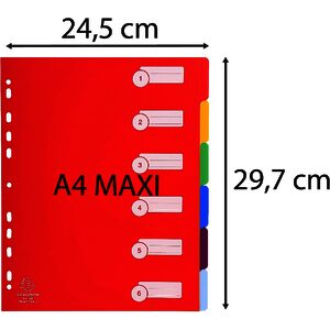 EXACOMPTA Intercalaires en plastique, uni, A4+, 6 touches