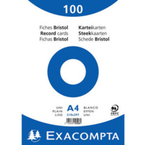 EXACOMPTA Fiches bristol, A4, uni, blanc
