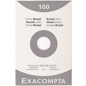 EXACOMPTA Fiches bristol, 100 x 150 mm, quadrillé, blanc