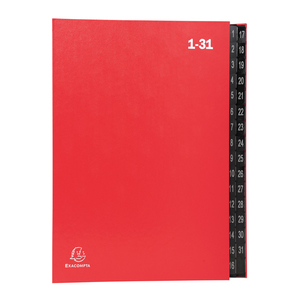 EXACOMPTA Trieur numérique,A4,1- 31,32compartiments,rouge,