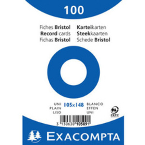 EXACOMPTA Fiches bristol, A6, ligné, blanc
