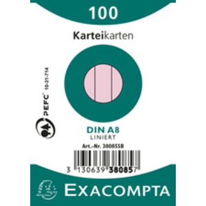 EXACOMPTA Fiches bristol, A8, ligné, rose