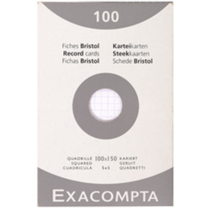 EXACOMPTA Fiches bristol, 100 x 150 mm, uni, blanc