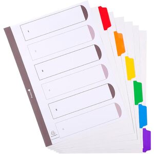 EXACOMPTA Intercalaires en carton, A4, blanc, 6 touches