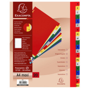EXACOMPTA Intercalaires en plastique, A-Z, A4+, 20 touches