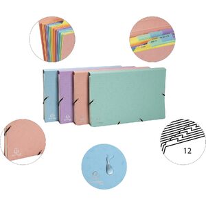 EXACOMPTA Pochette trieur Aquarel, 12 compartiments, assorti