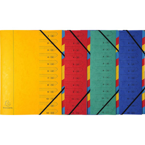 EXACOMPTA Trieur, A4, carton, 7 compartiments, assorti