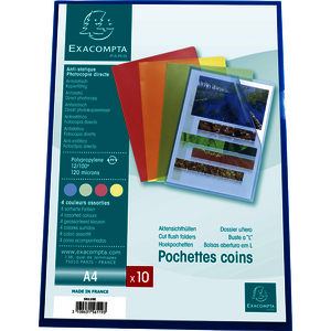 EXACOMPTA Pochette coin, A4, PP 0,12 mm, assorti