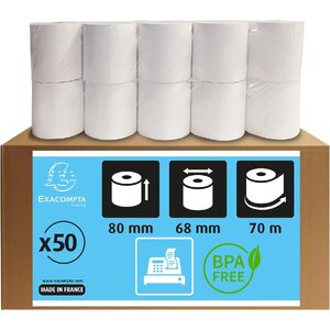 EXACOMPTA Bobines thermiques pour caisses, 80 mm x 70 m