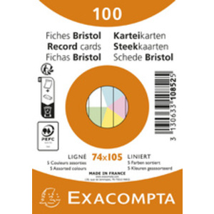 EXACOMPTA Fiches bristol, A7, uni, assorti