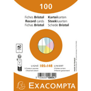 EXACOMPTA Fiches bristol, A6, ligné, assorti