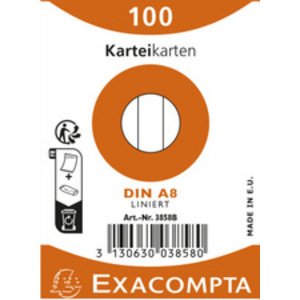 EXACOMPTA Fiches bristol, A8, ligné, assorti