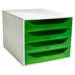 EXACOMPTA Module de classement ECOBOX, 4 tiroirs, vert pomme