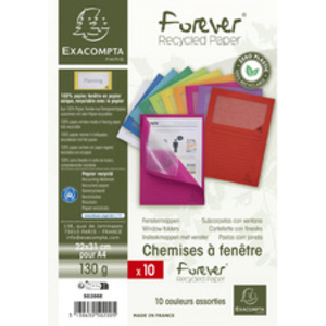 EXACOMPTA Chemise à fenêtre FOREVER, A4, 130 g/m2, assorti