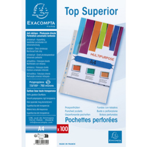 EXACOMPTA Pochette perforée qualité supérieure, A4, PP