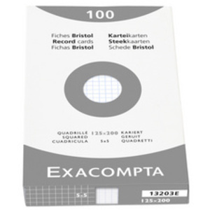 EXACOMPTA Fiche bristol, 125 x 200 mm, quadrillé, assorti