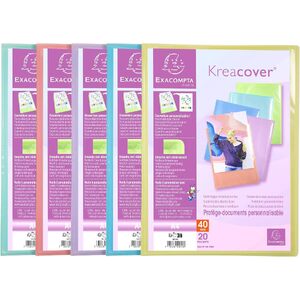 EXACOMPTA Protège-documents, A4, PP, 20 pochettes, assorti