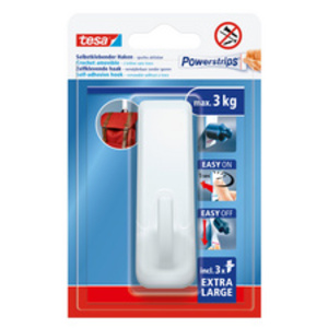 tesa Crochet Powerstrips EXTRA LARGE rectangulaire, blanc