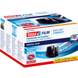 tesa Dévidoir de bureau Easy Cut Compact, équipé, noir
