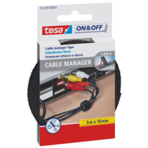 tesa On & Off Serre-câbles Cable Manager Universal, noir