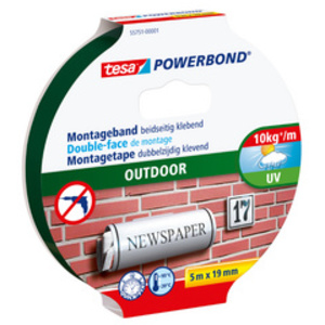 tesa Adhésif de montage Powerbond OUTDOOR, 19 mm x 1,5 m
