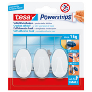 tesa Powerstrips Crochet adhésif SMALL, ovale, blanc