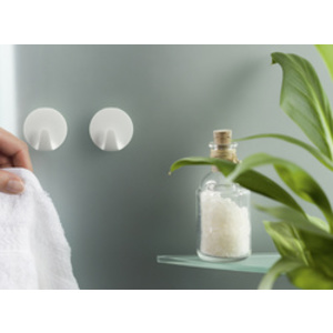 tesa Powerstrips Crochet adhésif SMALL, rond, blanc