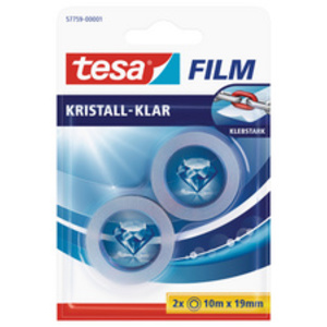 tesa Film Ruban adhésif transparent, 2 rouleaux, 19 mm x10 m
