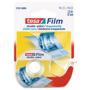 tesa Film Ruban adhésif double face,12 mm x 7,5 m + dévidoir