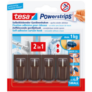tesa Powerstrips Fixation adhésive pour rideaux Vario,marron