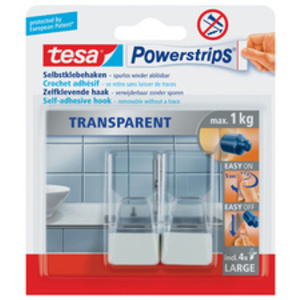 tesa Powerstrips Crochet adhésif LARGE, transparent / blanc