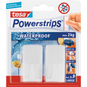 tesa Powerstrips Crochet 'WAVE' WATERPROOF, blanc, plastique