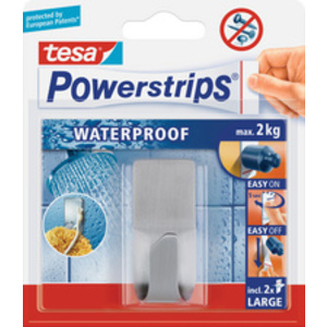 tesa Powerstrips Crochet ZOOM WATERPROOF Large, argent
