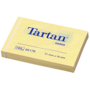 Tartan Bloc-notes repositionnable, 76 x 76 mm, jaune