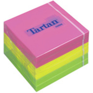 Tartan Bloc-notes repositionnable, 76 x 76 mm, assorti fluo  - 24253