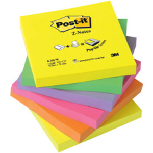 Post-it Bloc-note adhésif Z-Notes, 127 x 76 mm, 6 couleurs
