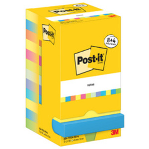 Post-it Bloc-note adhésif, 76 x 76 mm, 8+4, Energetic Col.