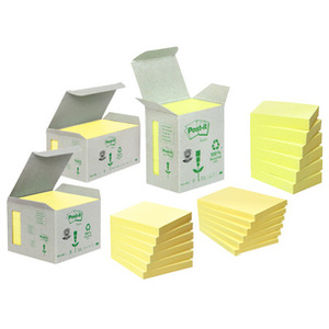 Post-it Bloc-note adhésif Recycling, 38 x 51 mm, jaune  - 28881