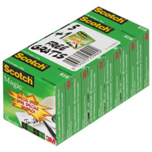 3M Scotch Ruban adhésif Magic 810, 19 mm x 33m, 6+2 GRATUITS