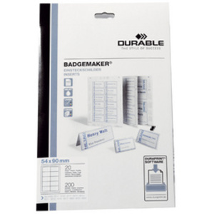 DURABLE Planche d'impression pour badges, 75 x 40 mm, blanc