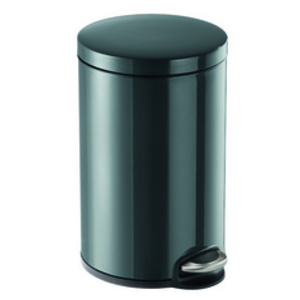 DURABLE Poubelle à pédale métal, rond, 12 litres, noir