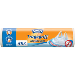 swirl Sac poubelle à poignée, 5 litres, transparent