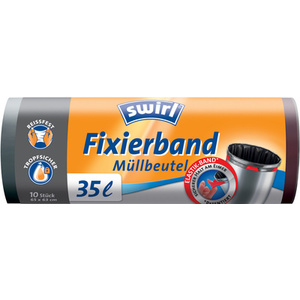 swirl Sac poubelle, avec bande de fixation, 60 litres, noir