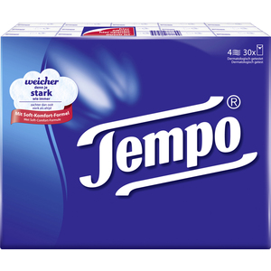 Tempo Mouchoirs Classique, 4 couches, pack de 15, blanc