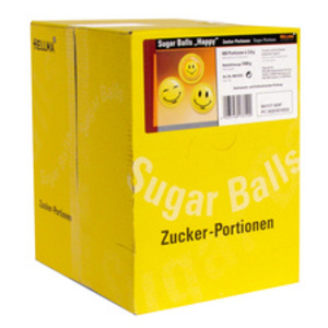 HELLMA sachets de sucre Sugar Balls 'Happy', présentoir en