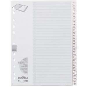 DURABLE Intercalaires en plastique, numérique, A4,31 touches