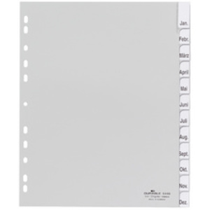 DURABLE Intercalaires mensuels plastique, A4,12 pièces,blanc