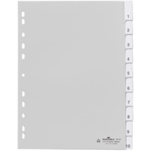 DURABLE Intercalaires en plastique, A4, PP, 10 pièces, blanc