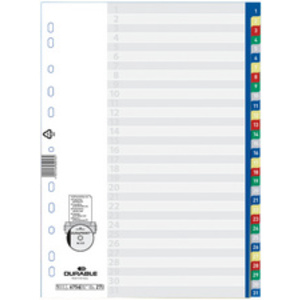 DURABLE Intercalaires en plastique, chiffres, A4, 12 touches  - 55747