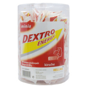 Dextro Energy Minis glucose, une boîte ronde transparente